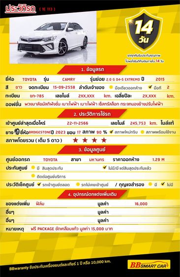 Toyota Camry 2015.0 มือสอง เบนซิน ไมล์  มือเดียว ไม่เคยชน - Image 2