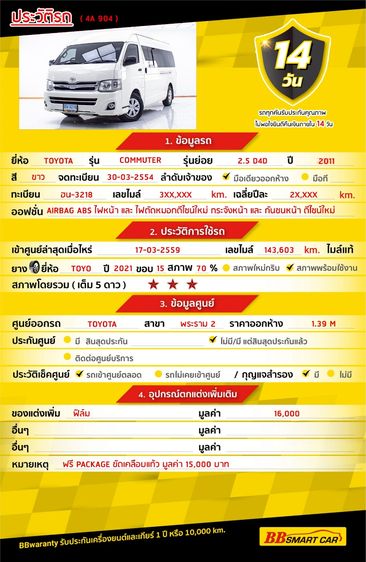 Toyota Commuter 2011.0 มือสอง ดีเซล ไมล์  ฟรีดาวน์ มือเดียว - Image 2