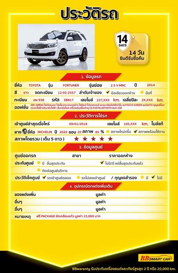Toyota Fortuner 2014.0 มือสอง ดีเซล ไมล์  ฟรีดาวน์ มือเดียว - Image 2