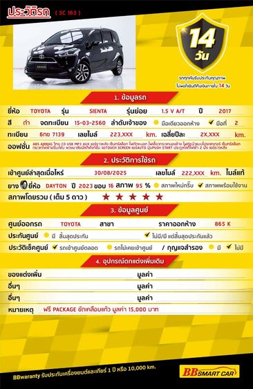 Toyota Sienta 2017.0 มือสอง เบนซิน ไมล์  เครดิตดีออกรถ 0 บาท สภาพนางฟ้า - Image 2