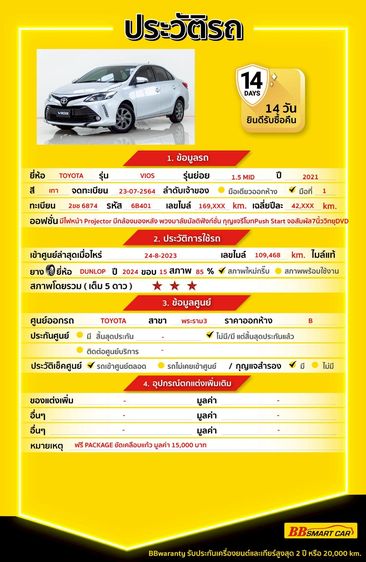 Toyota Vios 2021.0 มือสอง เบนซิน ไมล์  ไม่เคยชน จัดไฟแนนซ์ได้ - Image 2