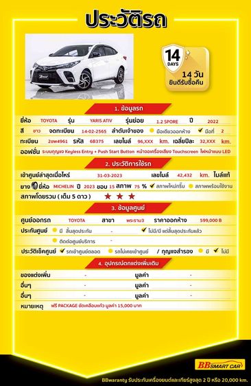 Toyota Yaris ATIV 2022.0 มือสอง เบนซิน ไมล์  รถบ้านแท้ ไม่เคยชน - Image 2